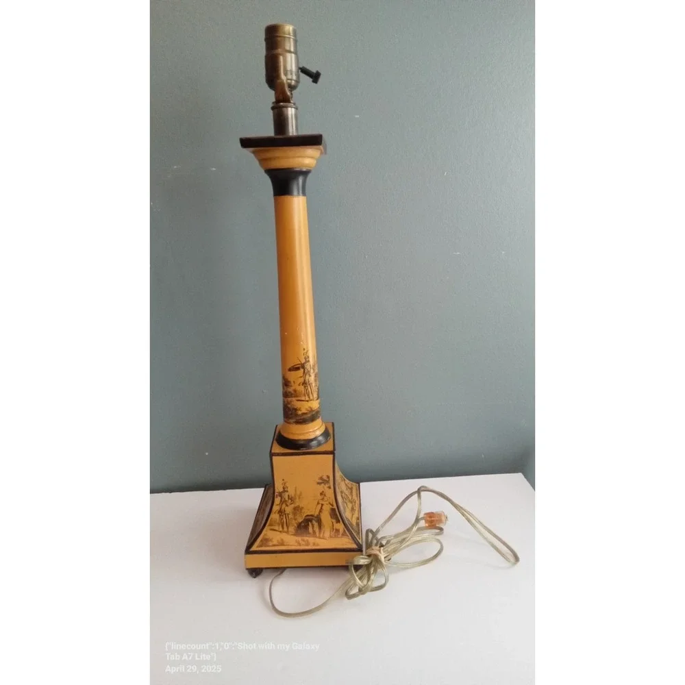Vintage‎ Tole Painted Table Lamp Column Style Greek Revival Decor